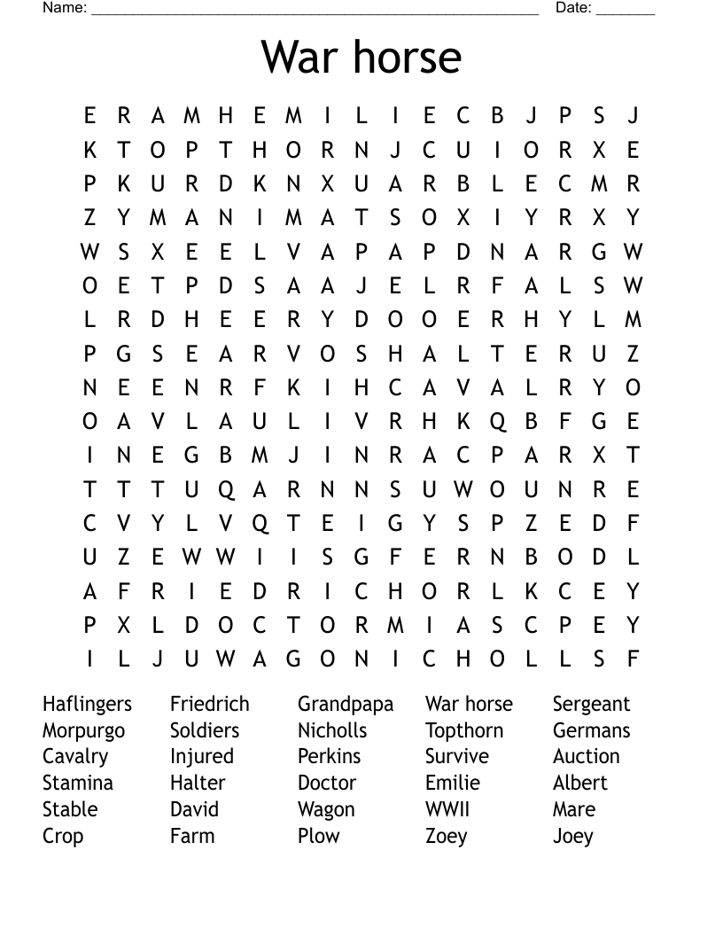 War Horse Crossword Puzzles: Fun Facts and Challenging Clues.